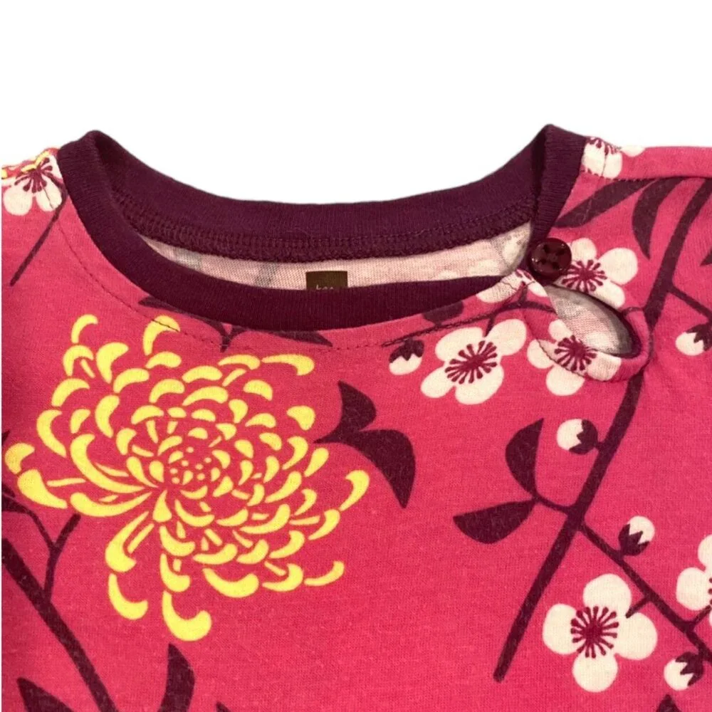 Tea Collection Sz 4 Pink Cherry Blossom Floral Bubble Dress